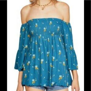 Free people lana floral smocked off shoulder top